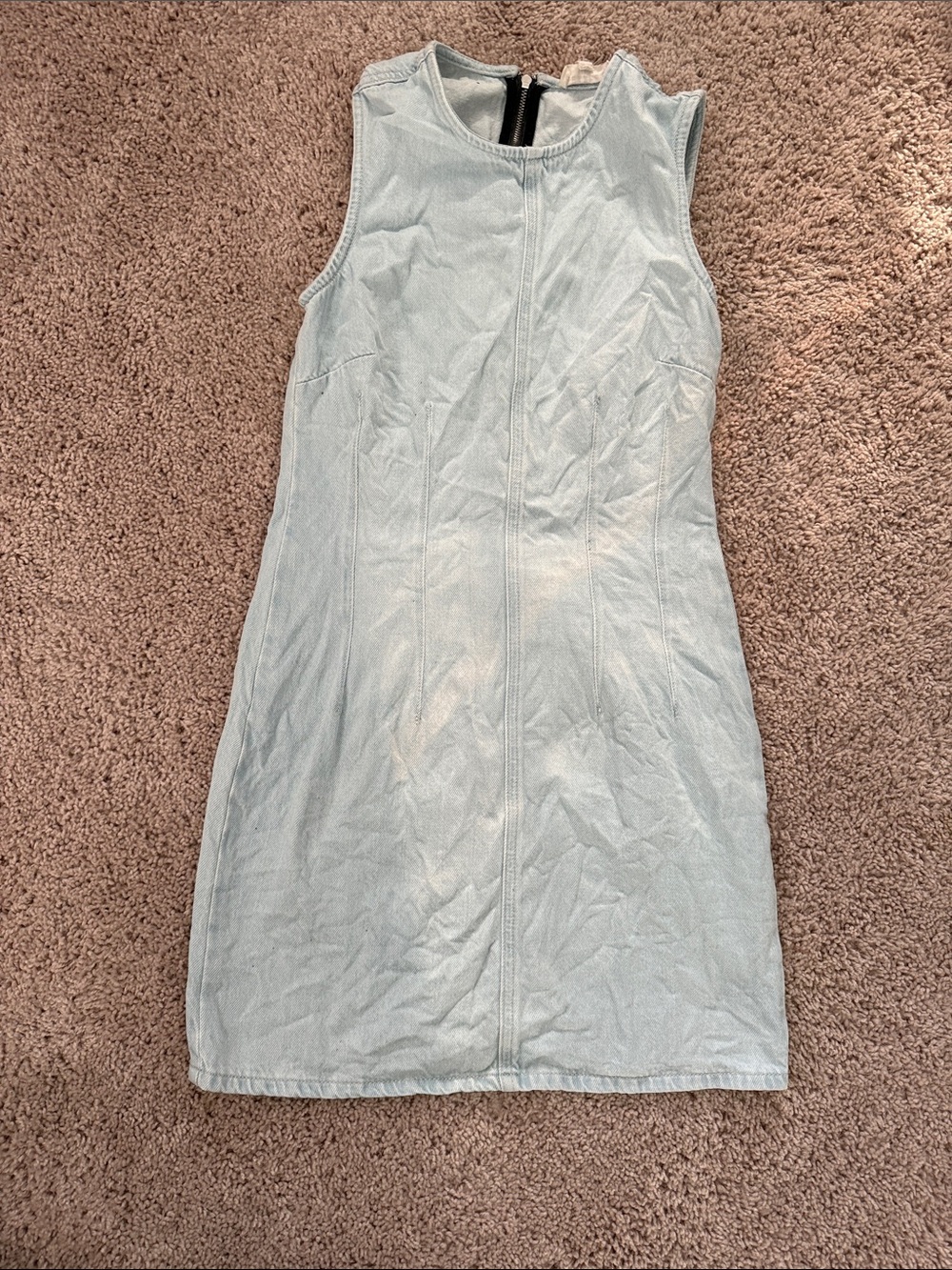 Sleeveless Light Blue Mini Dress - Clean Shift Silhouette